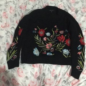 Embroidered black sweater